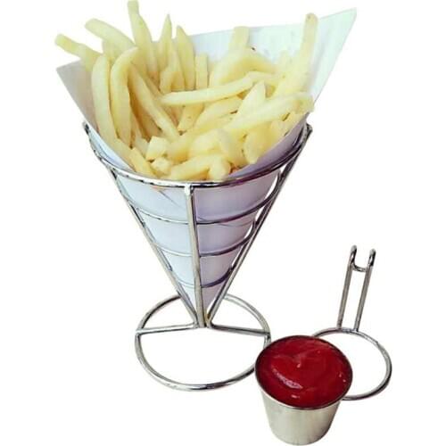 Snack Display Stand Two Cups Durable Chip Stand Holder Fries Display Rack 14.5x10cm Stand Di Patatine Fritte