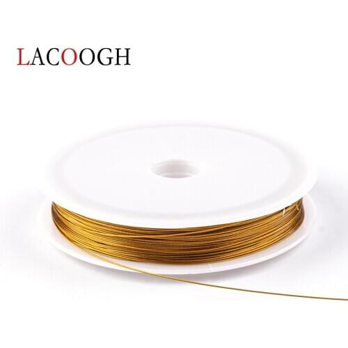 Lac 45m/Roll Glod Color Stainless Steel Rope String Cord Dia 0.38/0.45/0.6mm For DIY Jewelry Making Findings Materials Wholes