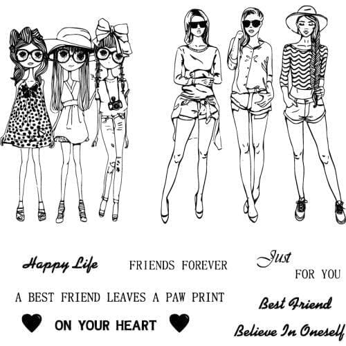 AZSG Immature/Mature Girls Cutting Dies Clear Stamps For DIY Scrapbooking Decorative Card making Craft Fun Decoration Supplies