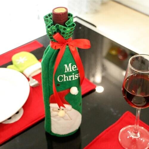 Christmas Wine Bottle Cover Merry Christmas Decorations For Home Xmas Ornament New Year 2021 Festival Children Gifts