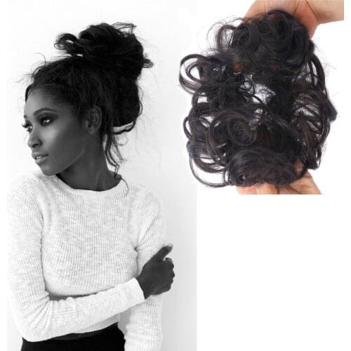 Synthetic Hair Bun Extensions Curly Messy Bun Hair Scrunchies Elegant Chignons Wedding Hair Piece for Women and Kids