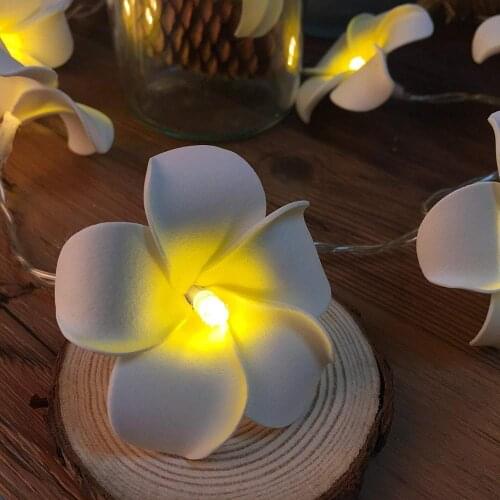 LED Fairy Garland Christmas String Lights Frangipani Flower Lamp Battery Party Wedding Home Romantic Plumeria Rubra Decoration