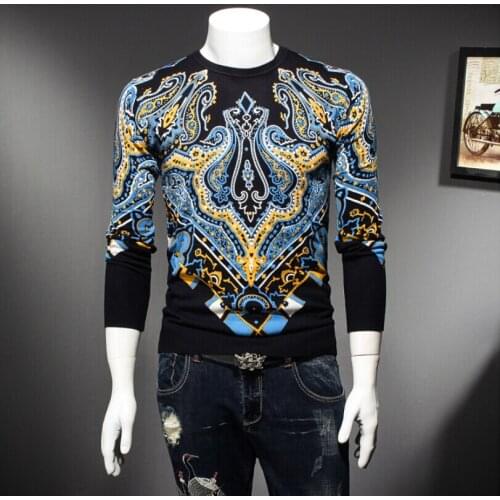 Autumn Casual Mens Sweater top quality O-Neck splice Slim Fit Knittwear Mens Sweaters Pullovers Men