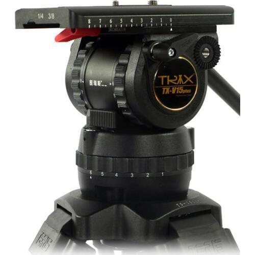 V15L aluminum alloy profesional 360 panoramic fluid head quick release plate tripod head 15kg load bearing black
