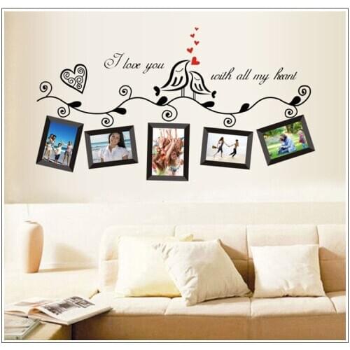 Vinyl photo frame family quotes wall stickers living room decor home decals art posters adesivos de paredes