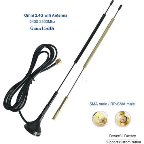 High gain 15dBi external omnidirectional 2.4G wifi antenna 1.5m feeder SMA RP-SMA 1PCS