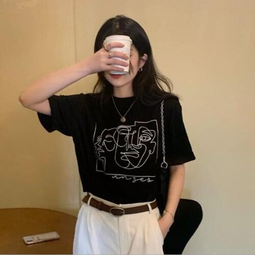 New Fashion T shirts Women High Quality Print Short Sleeve Round Neck Tshirt Femme Cotton Spandex T-shirt Woman