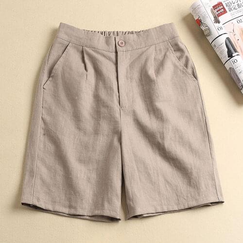 Womens Plus Size Wide Leg Pants Summer Cotton Shorts Womens Loose High Waist Waist Slim Casual Five Point Pants 2021 Korean