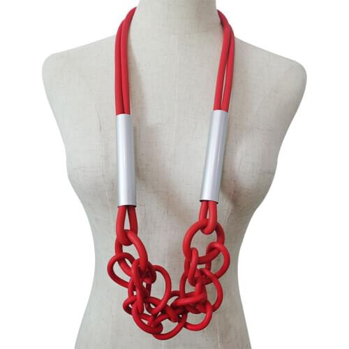 YD&YDBZ Handmade Big Circle Cross Necklace For Women Punk Style Leather Rubber Statement Necklaces Sweater Jewelry Accesories