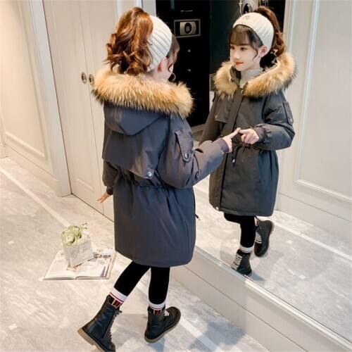 Girls Winter Jacket Warm Coat Clothing Thick Parkas Childrens Big Fur Hood Outerwear Jacket Winter Toddler Girl Kids Clothes
