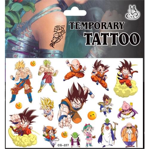 Japan Anime Dragon Ball Tattoo Stickers Monkey King Vegeta 1Set Action Man Cartoon Stickerss Girl Boy Toy Child Birthday Gift