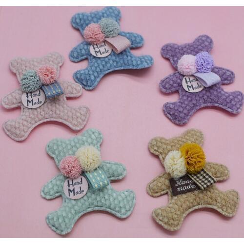 10Pcs 5.5*6.8cm Teddy Padded Kawaii Bear with ballHead Appliques for Clothes Sewing Supplies DIY Hair Clips Decor Accessories