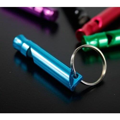 10pcs Aluminum Alloy Whistle Key Ring Keychain Outdoor Survival Whistle Children Whistle Lifeguard Whistle Color Random