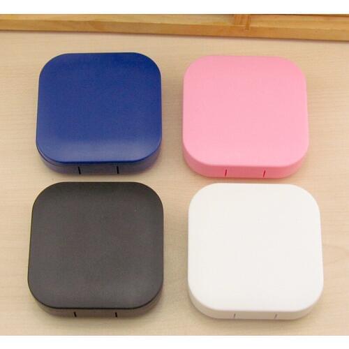 10pcs Fashion Thicken and wear resistant glossy contact lens case Pure color beauty With little mirror Partner box 6.8*6.8*1.9cm
