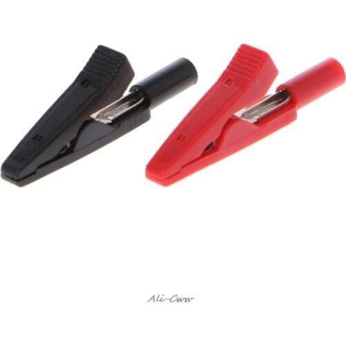 2018 2 Pcs Insulated Alligator Clip 2mm Banana Female Adapter Meter Test Probe Black Red