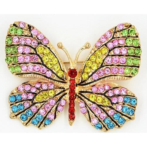 2021 new exquisite fashion high quality imitation rhinestone big butterfly brooch womens wedding bridal brooch accessories