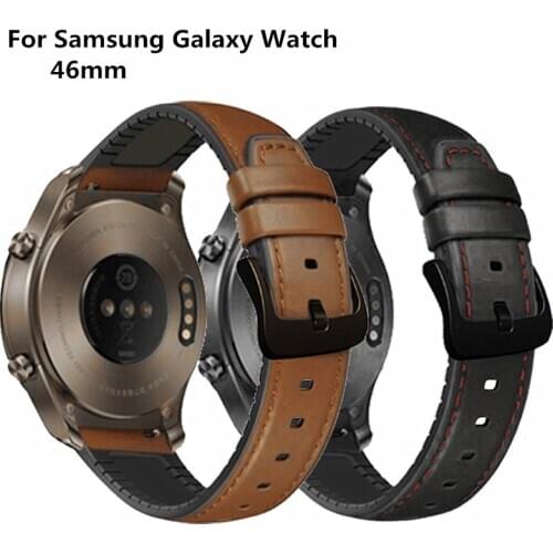 22mm Watch Leather Bracelet for Samsung Galaxy Watch Active2 44mm 46mm for Gear S4 Band 22mm Genuine Strap for Huawei Watch 2 GT