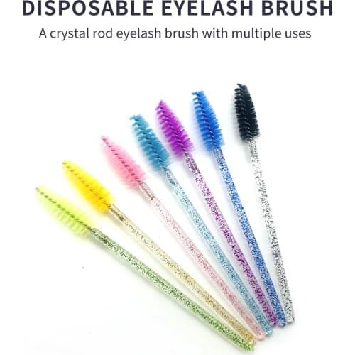 NATUHANA Good Quality Disposable 50 Pcs/Pack Crystal Eyelash Makeup Brush Diamond Handle Mascara Wands Eyelash Extension Tool