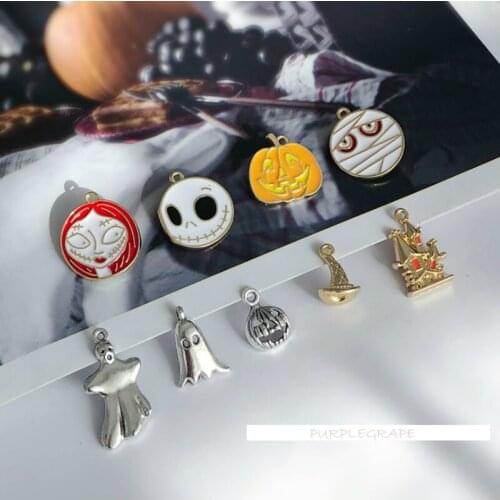 6pcs DIY Halloween Gift Gift Accessories Earrings Material Ghost Bat Pumpkin Pendant Homemade Headdress Accessories