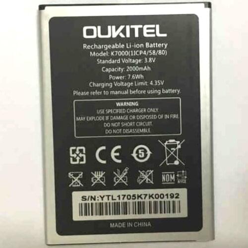 2000mAh Battery For Oukitel K7000 Mobile phone battery