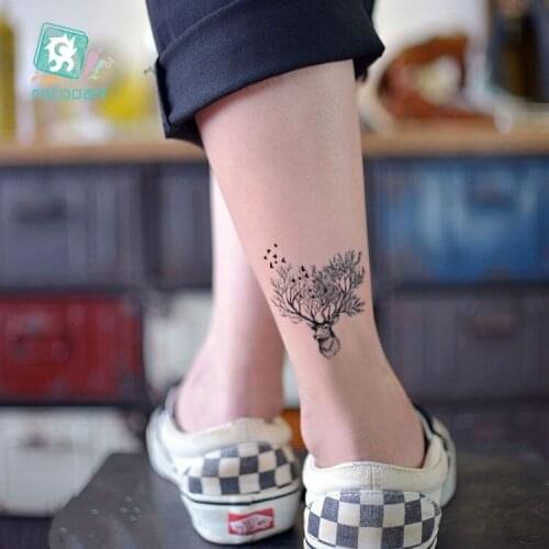Free shipment Small Size Classic Black Leaf Dolphin Waterproof Fake Temporary Tattoo Sticker