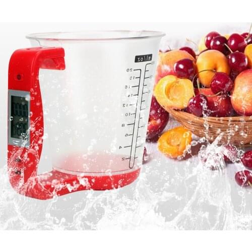 Household electronic measuring cup, kitchen scale, digital beaker host, weighing temperature measuring cup, with LCD display