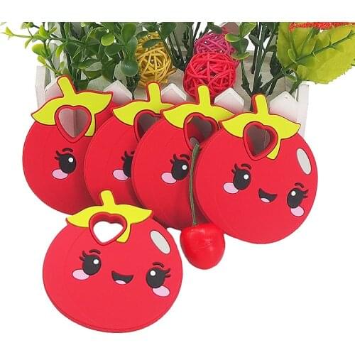 Chenkai 10PCS Silicone Tomato Teether Baby Teething BPA Free Sensory Pacifier DIY Infant Necklace Pendant Teething Chewing Toy