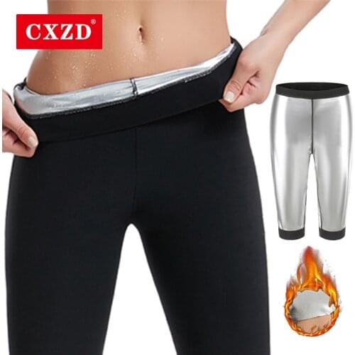 CXZD Women Sweat Sauna Shaper Waist Trainer Corset Gym Fat Burning Leggings Fitness Shirt Workout Silver ion coating Thermo Pant
