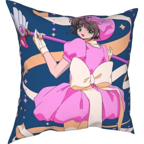 Cardcaptor Sakura Starry Magician Pillow Cover Home Decorative Card Captor Cushions Throw Pillow for Living Room Polyester