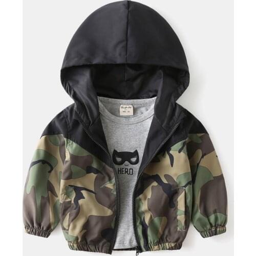 Children Jackets For Boys Hooded Camouflage Patchwork Kids Boy Outerwear Windbreaker Autumn Casual Children Coats Clothing 2-6Y