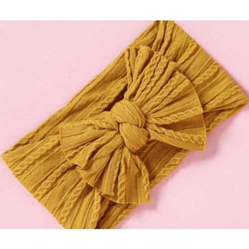 Newborn Kids Cable Knit Nylon Baby Turban Headbands,Knotted Hair Bow Head wraps,Children Girls Headdress Headwear 30PC/lot