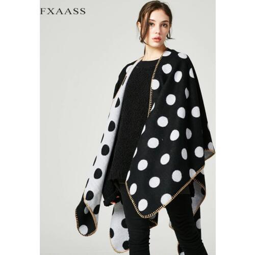 FXAASS New Autumn/Winter Shawl Blanket Poncho Women Scarf for Lady Fashion Dot Cashmere Scarves Warm Pashmina Wholesale Cape