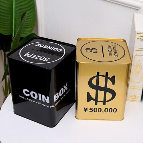 Square Modern Piggy Bank Nordic Iron Gift Children Large Creativity Piggy Bank Home Decor Huchas De Dinero Decorative Boxes BC