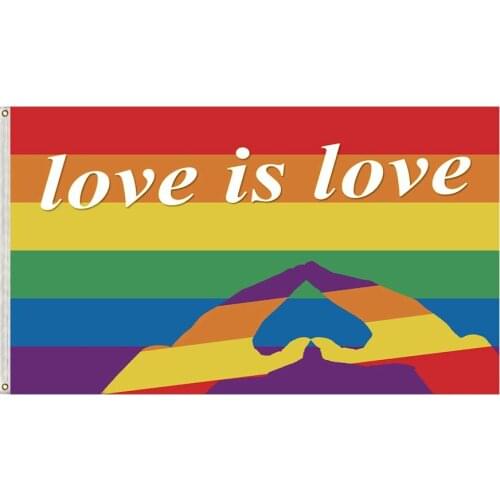 Love is Love Flag LGBT Pride Flags Vivid Color and Double Stitched with Two Grommets Garden House Outdoor Banner Decor