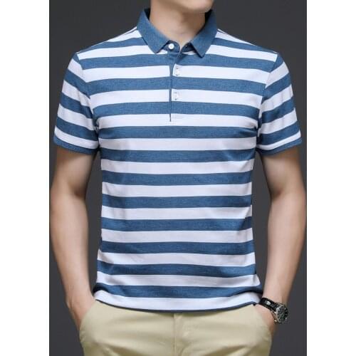 Summer mens clothing, color-stripe striped POLO shirt, business casual POLO shirt, short-sleeved plus size POLO shirt