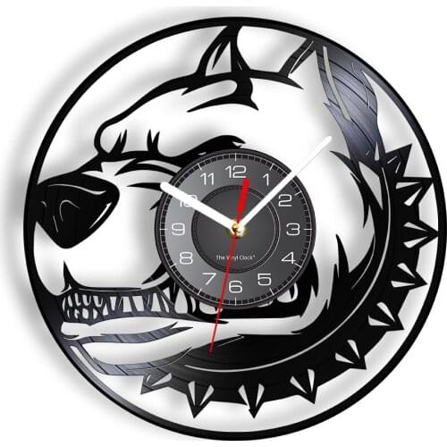 French Bulldog Laser Cut Longplay Wall Clock Bulldog With Rivet Collar Vinyl LP Wall Watch Modern Artwork Gift For Dog Owners