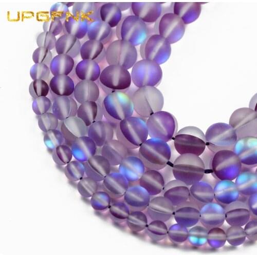 Natural Matte Violet Crystal Glitte MoonStone Round Labradorite Loose Beads For Jewelry Making DIY Bracelet Necklace 6/8/10mm