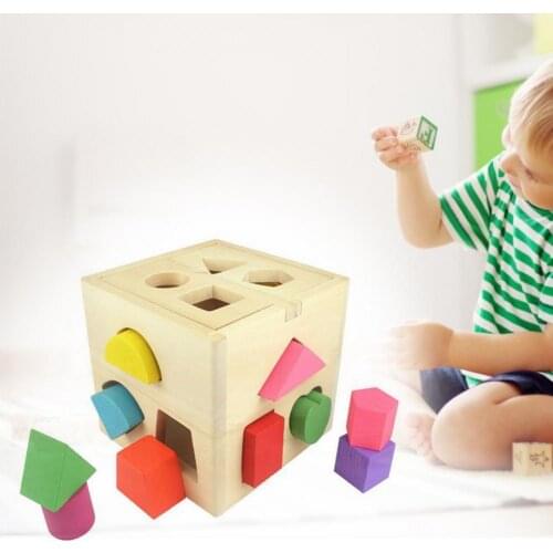 Educational Intelligence Box Easy to Use Universal Hands-on Learning Thirteen-Hole Geometric Shape Matching Block Box for Baby