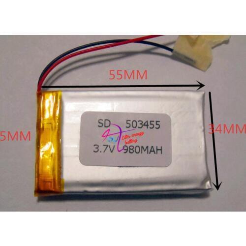 Tablet battery Size 503455 3.7V 980mah Lithium polymer Battery with Protection Board For Bluetooth GSP Digital Product Free