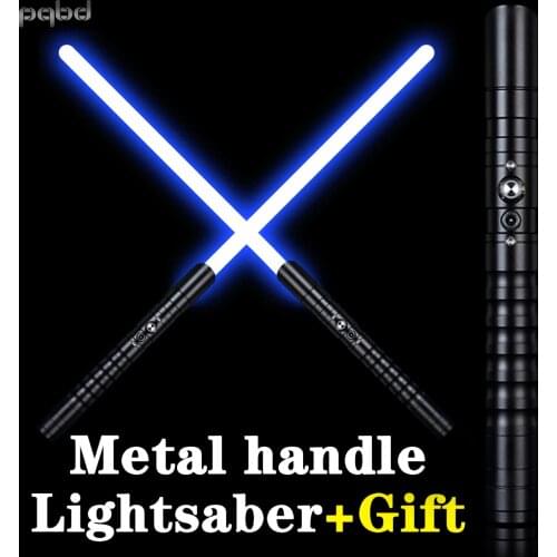Pqbd Jedi Lightsaber Black Metal Handle Heavy Dueling 3 Sets Soundfons Blue Light Saber Force FX FOC Blaster Cosplay Toys