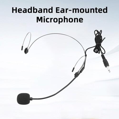 Professional HeadWorn Microphone Wired 3.5mm Moving Flexible Hanging Mic for Loudspeaker Conference Tour GuideTeching Lecture