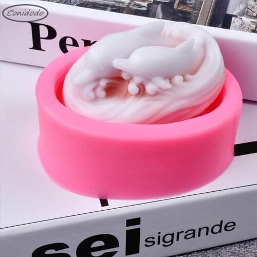 Joyous Dolphin Couple Candle Silicone Molding Aromatherapy Epoxy Handmade Making Kit Soap Crafts Mold Diy Gifts Home Decoration