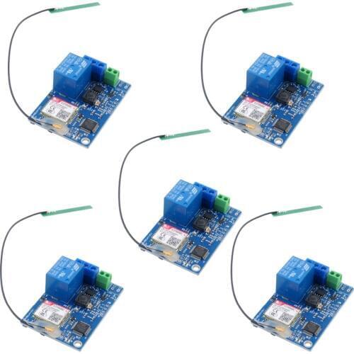 5Pcs 1 Channel GSM Relay Smart Switch Module, Smart Home SMS GSM Remote Control Switch SIM800C STM32F103CBT6 2G Network