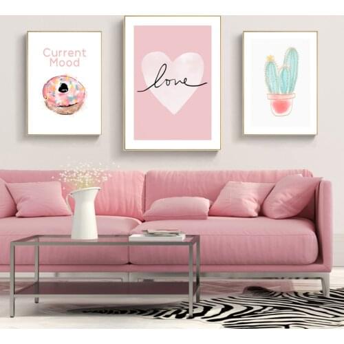 Pink Cartoon Children Princess Room Cute Kindergarten Canvas Art Print Poster Decorative Painting Baby Nordic home Decoration