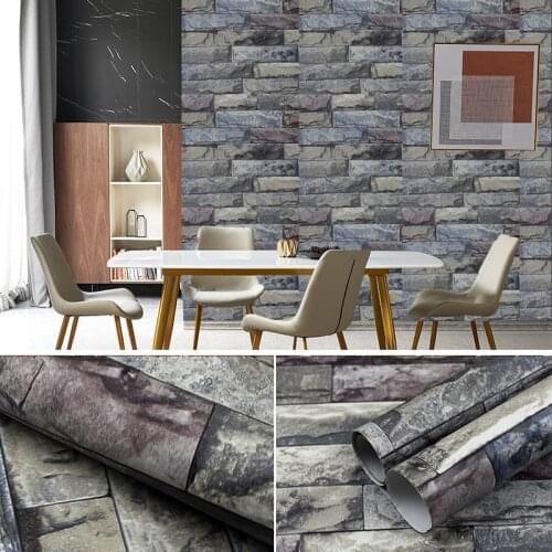 DIY Retro Style Brick Pattern Wallpaper Self Adhesive Film PVC Waterproof Wall Stickers for Table Wardrobe Cupboard Countertops