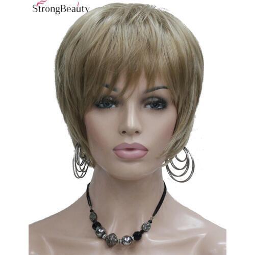 Strong Beauty Synthetic Short Straight 3 Colors Wigs Heat Resistant Hair For Women