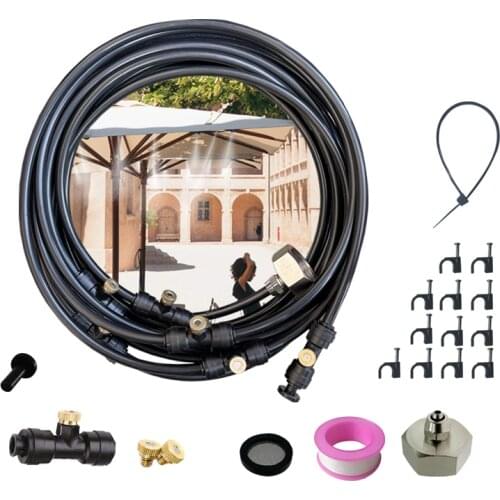 6/9/12/15/18m Patio Mist Cooling System for Garden Greenhouse Gazebo Umbrella Trampoline Outdoor Fan