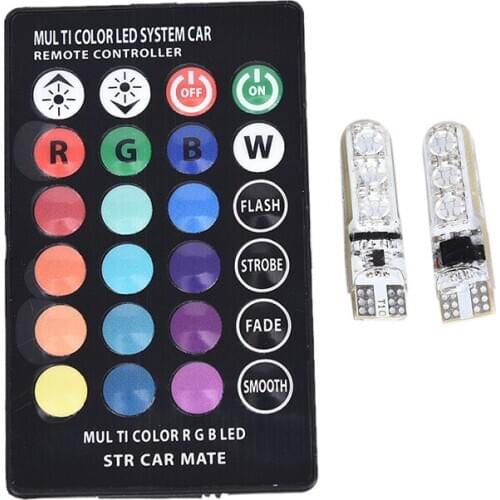 T10 5050 6smd Colorful Car Led With Remote Control Flashing Wide Light Waterproof Silicone License Plate Light