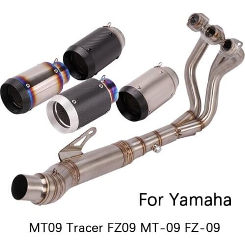 Full Exhaust System for Yamaha MT-09 Tracer FZ-09 Motorcycle Exhaust Pipe Header Middle Link Pipe Slip On 61mm Escape Mufflers