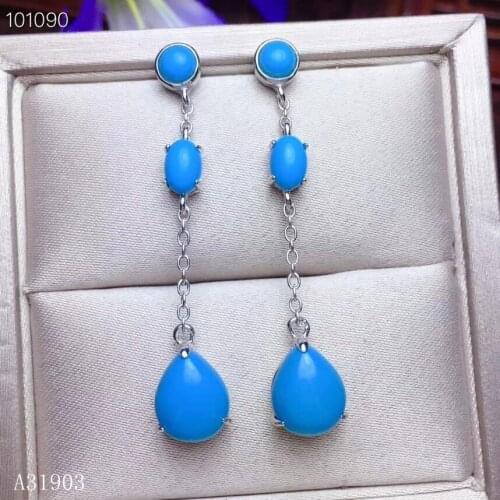 KJJEAXCMY boutique jewelry 925 sterling silver inlaid turquoise female earrings